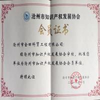滄州市知識產權發展協會會員證書